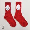 جوراب ساق‌بلند قرمز استیکر لبخند کریسمسی یلدایی ولنتاین